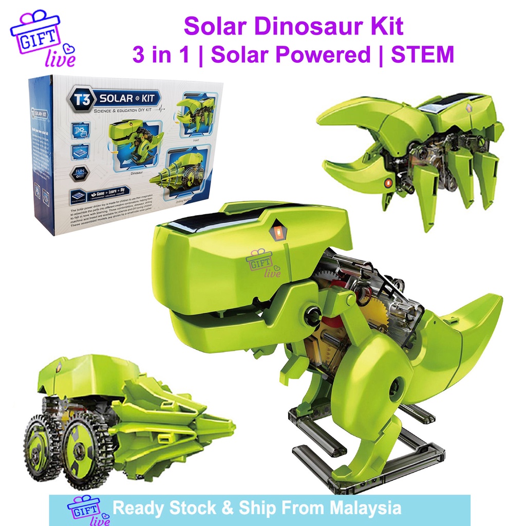 3 in 1 DIY Solar kit for Kids, Solar Powered Dinosaur Toy Mounting Kit ...