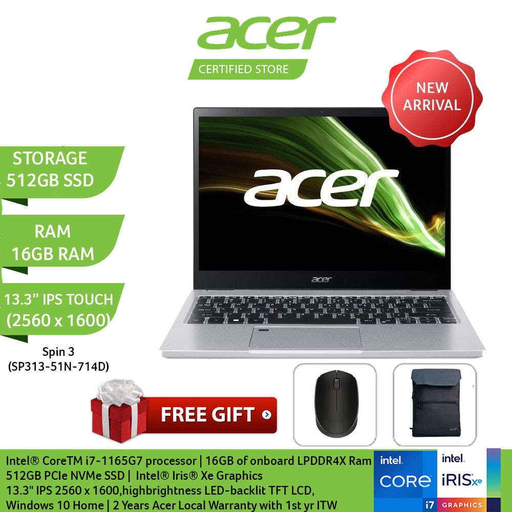 Acer Spin 3 SP313-51N Price in Malaysia & Specs - RM4799 | TechNave