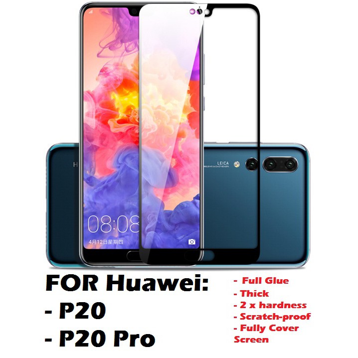 Huawei P20 Pro / Huawei P20 Full Adhesive Full Frame Hard Tempered Glass Screen Shopee Malaysia