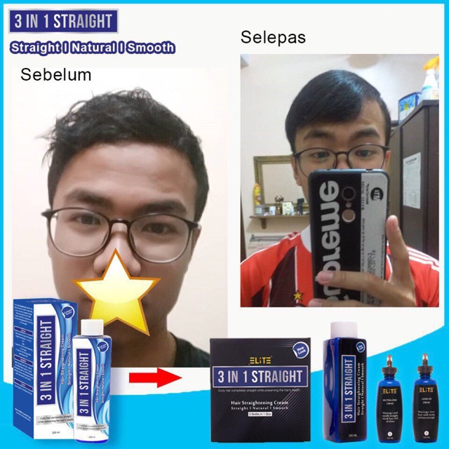 3 In 1 STRAIGHT Pelurus Rambut  Hair Straightening Cream 