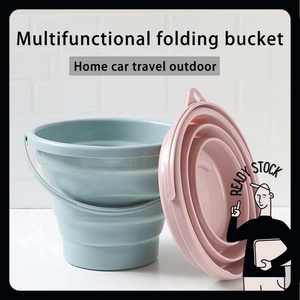 ??5L 10L Foldable Bucket/Baldi Lipat/Portable Collapsible Folding Pail Car Washing Outdoor Travel Fishing Bathroom折叠水桶