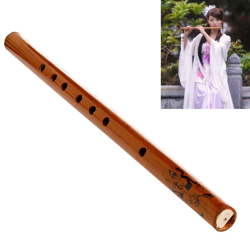 SUN Traditional 6 Hole Bamboo Flute Clarinet Student Musical Instrument Wood Color