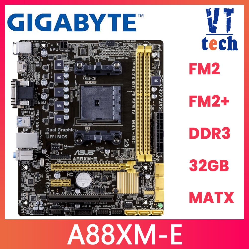 Asus A88XME Desktop Motherboard AMD A88X Socket FM2/FM2+ DDR3 32GB