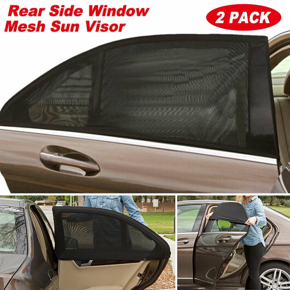 2PC Car Rear Side Window Sun Visor Shade Mesh Cover Shield Sunshade UV Protector
