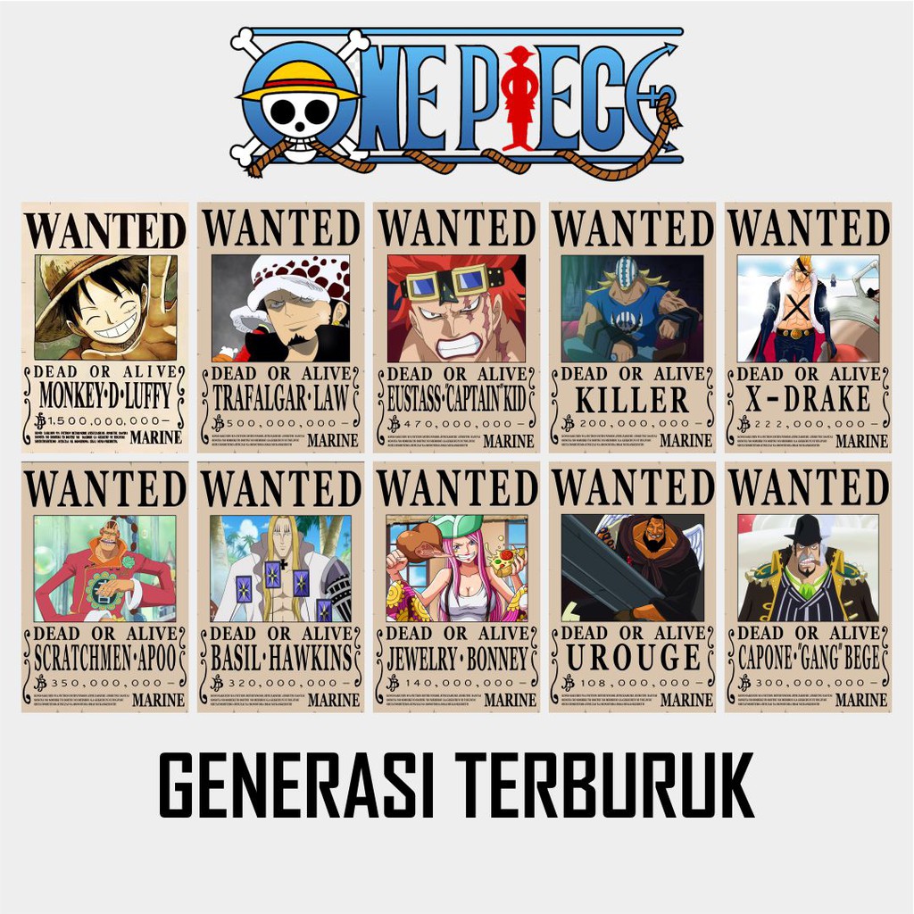Anime Bounty One Piece Poster Poster Buronan One Piece Free To Select Mixed Shopee Malaysia