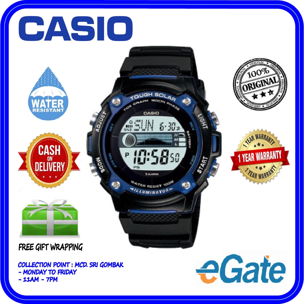 Casio W-S210H-1AV Men Digital TOUGH SOLAR Classic Black Resin Band Tide ...