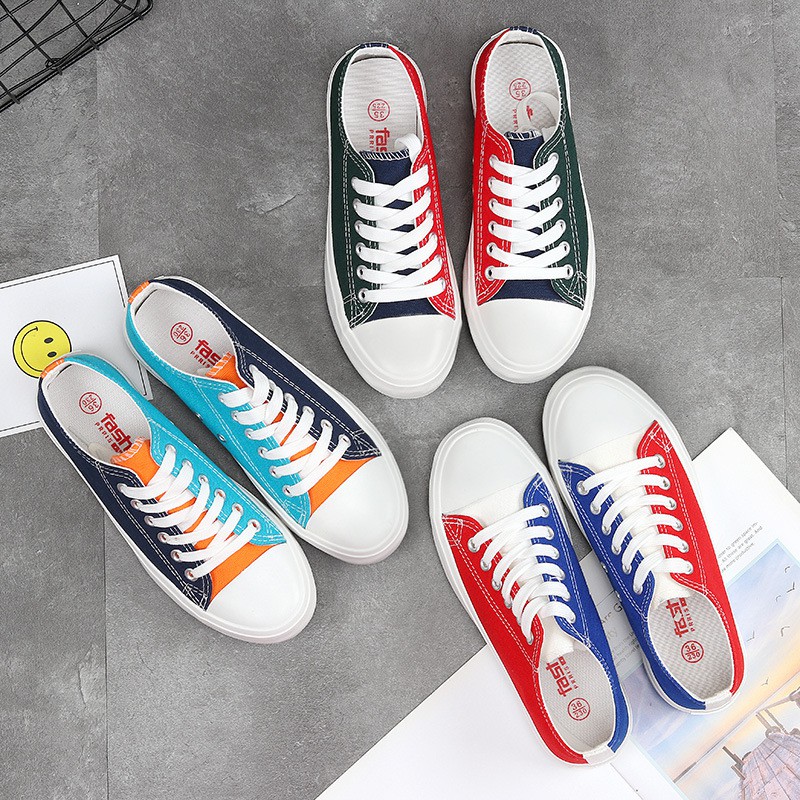two color sneakers