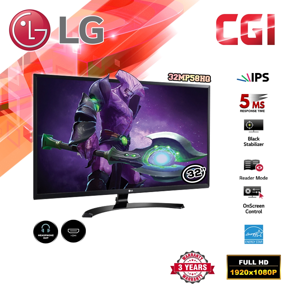 LG 32" 32MP58HQ FULL HD IPS LED Monitor Shopee Malaysia