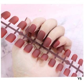 24pcs Short Natural Fake Nails False Nail Nail Art Short Tips Matte Nude Press On Fake Full Cover Fingernail Shopee Malaysia