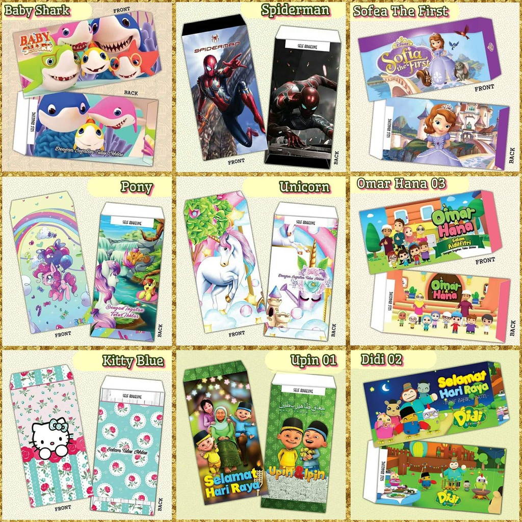 Borong Sampul Duit Raya Eksklusif 2020 Limited Edition Design Kitty Kartun Bunga Thomas Avengers Didi Upin Omar Hana Shopee Malaysia