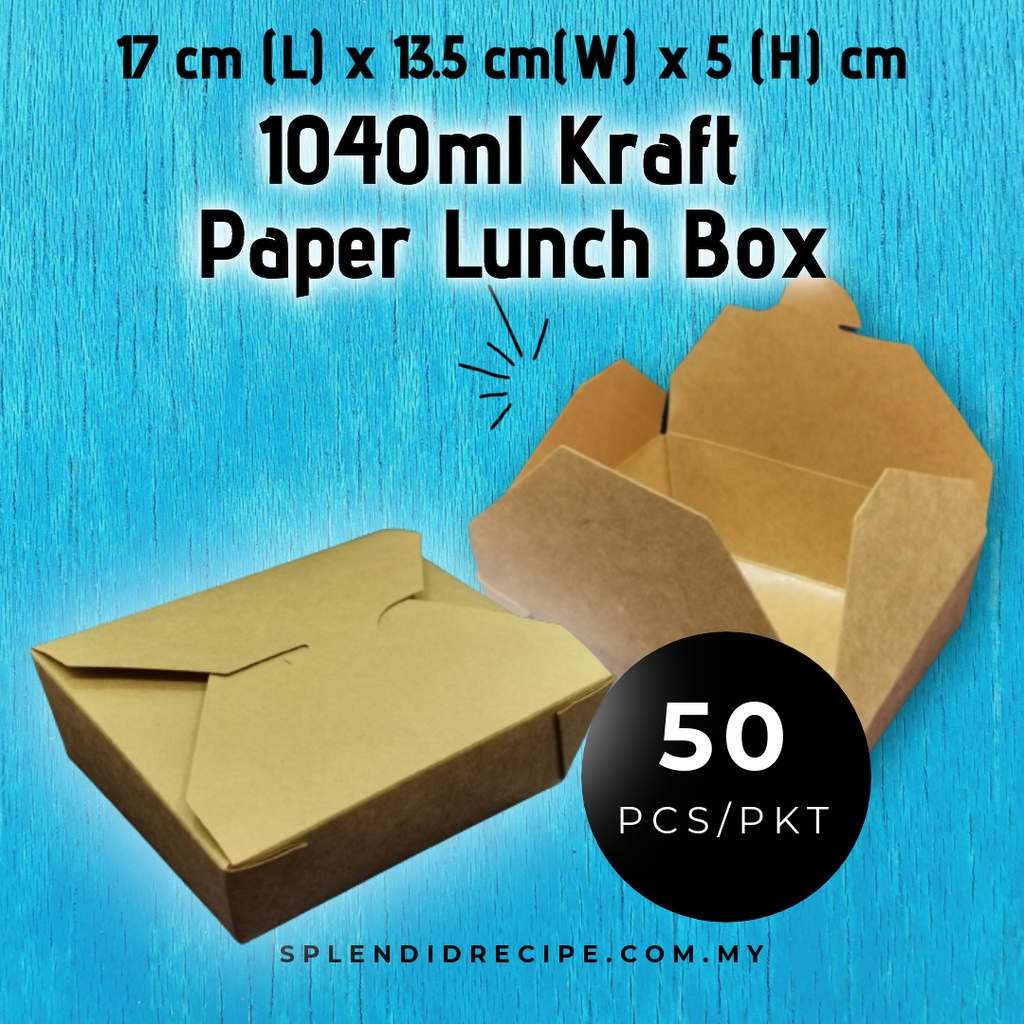 1040ml Kraft Paper Lunch Box (50pcs) Shopee Malaysia