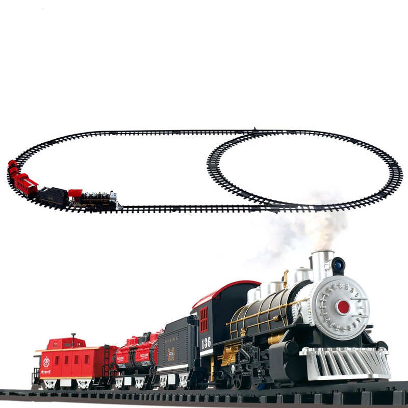 HUANQI 3500-3A Classic Battery Operated Train Toy with Real Smoke Sound & Light 