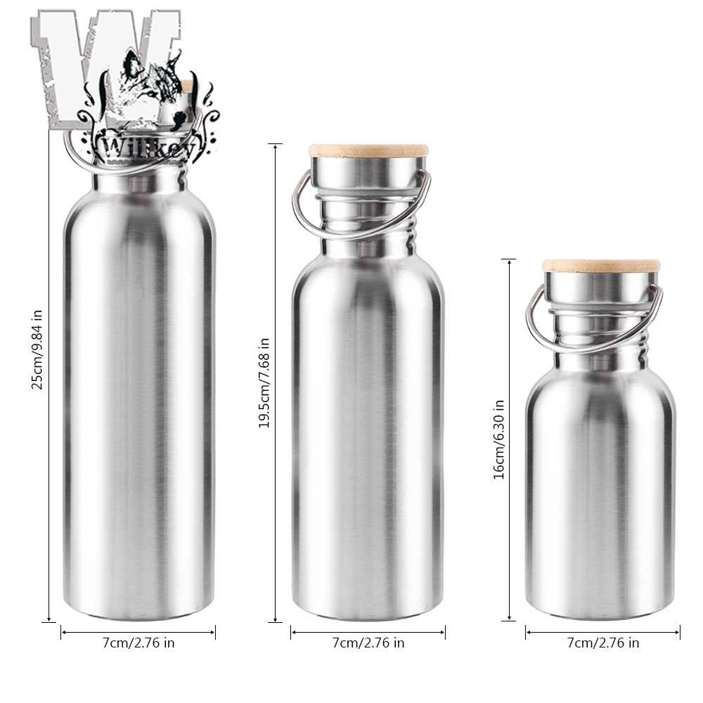 Stainless Steel Bamboo Cap Wide Mouth Drinking Water Bottle Sports 350 500 750ml Shopee Malaysia