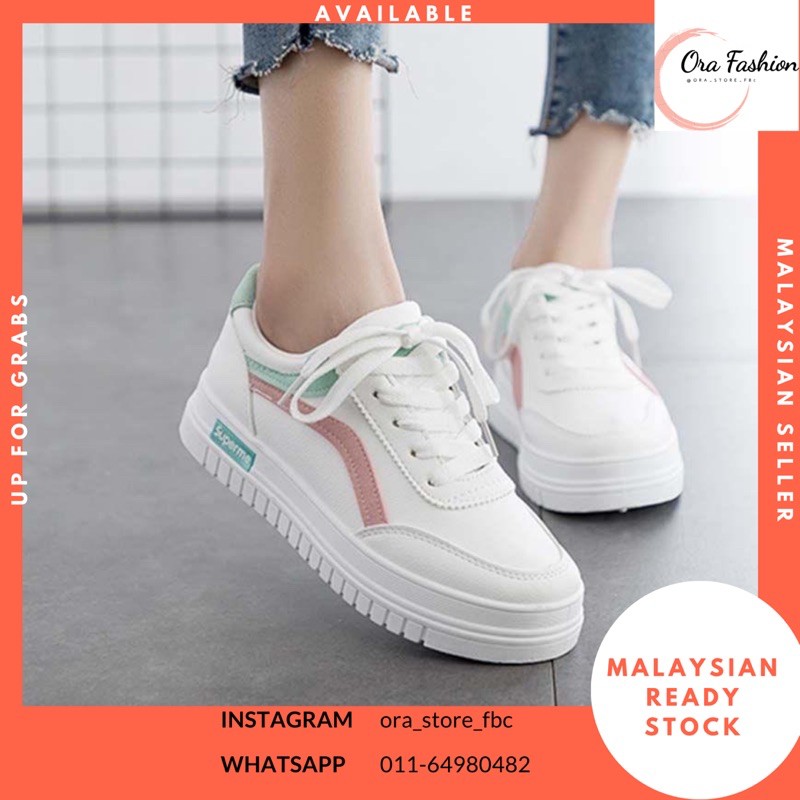 DEBBIEORA SneakerREADY STOCK MALAYSIAN Thick Soles Stars White Sports Shoes Sneakers