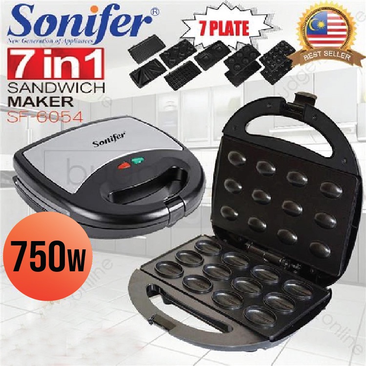 SONIFER SF-6054 7in1 Electric Waffles Maker Sandwich Breakfast Machine Detachable Non Stick Plate