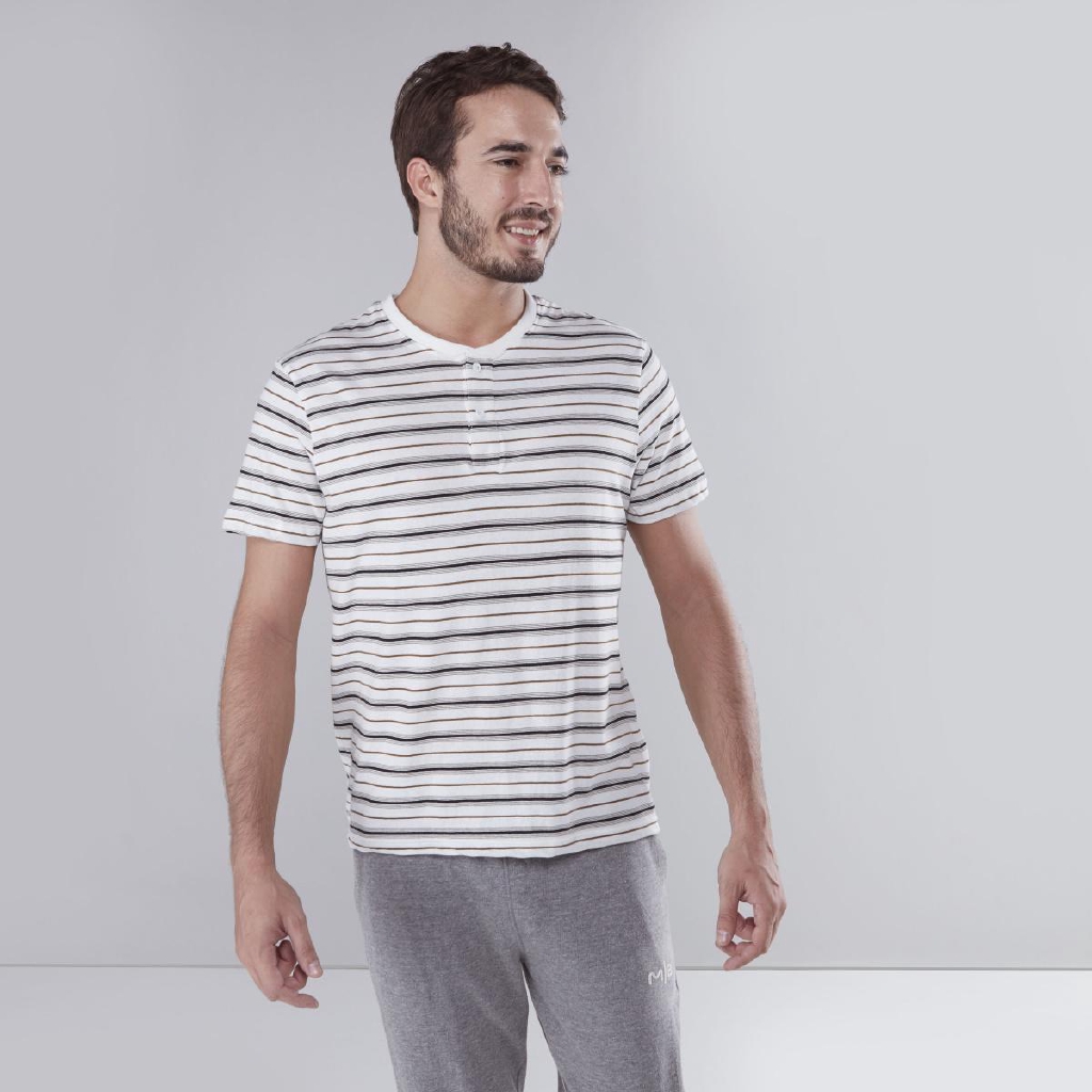 Max Fashion Striped T-shirt with Henley Neck and Short ...