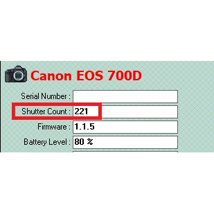 shutter count of canon 700d