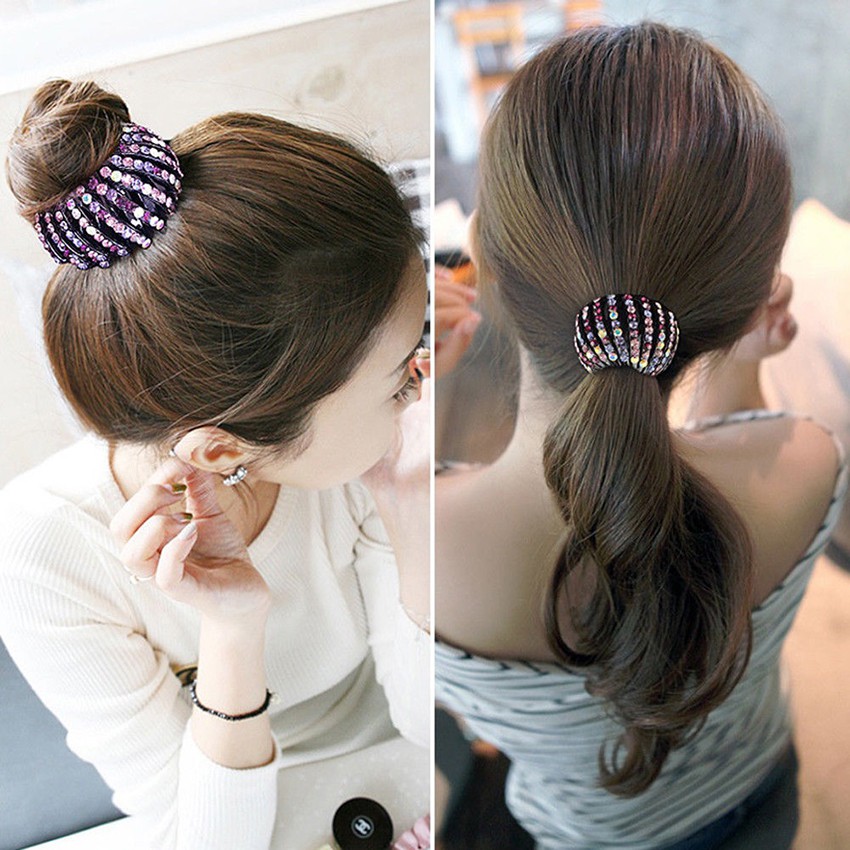 Fashion Ladies Hair Clips Pins Nest Crystal Hairpin Ponytail Hair
