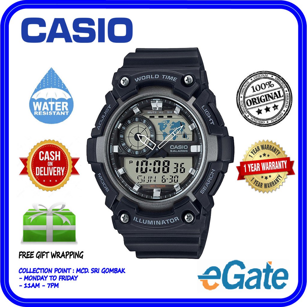 Renunciar Pensar Vacaciones Casio AEQ-200W-1AV Men Analog Digital WORLD TIME Black Resin Strap Sporty  Original Watch (AEQ-200W) | Shopee Malaysia