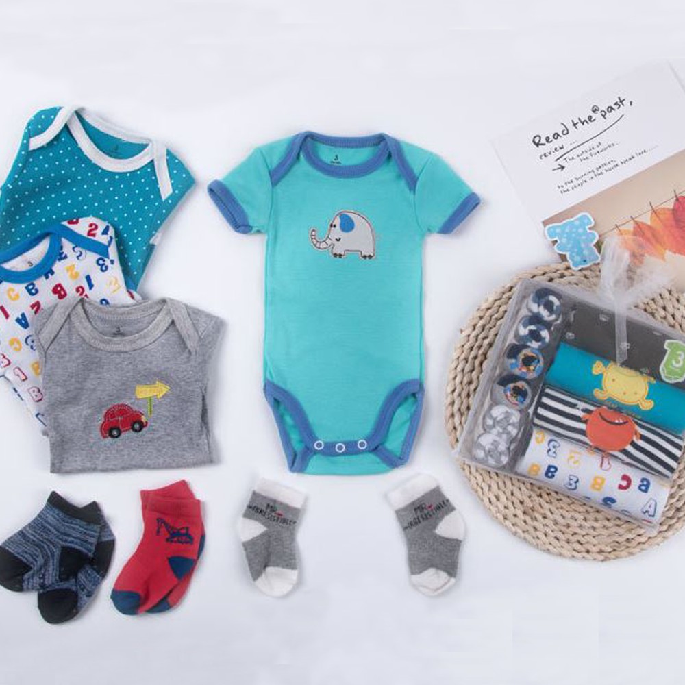 Romper Gift Set (4 Romper + 3 pair Sock Newborn Baby ...