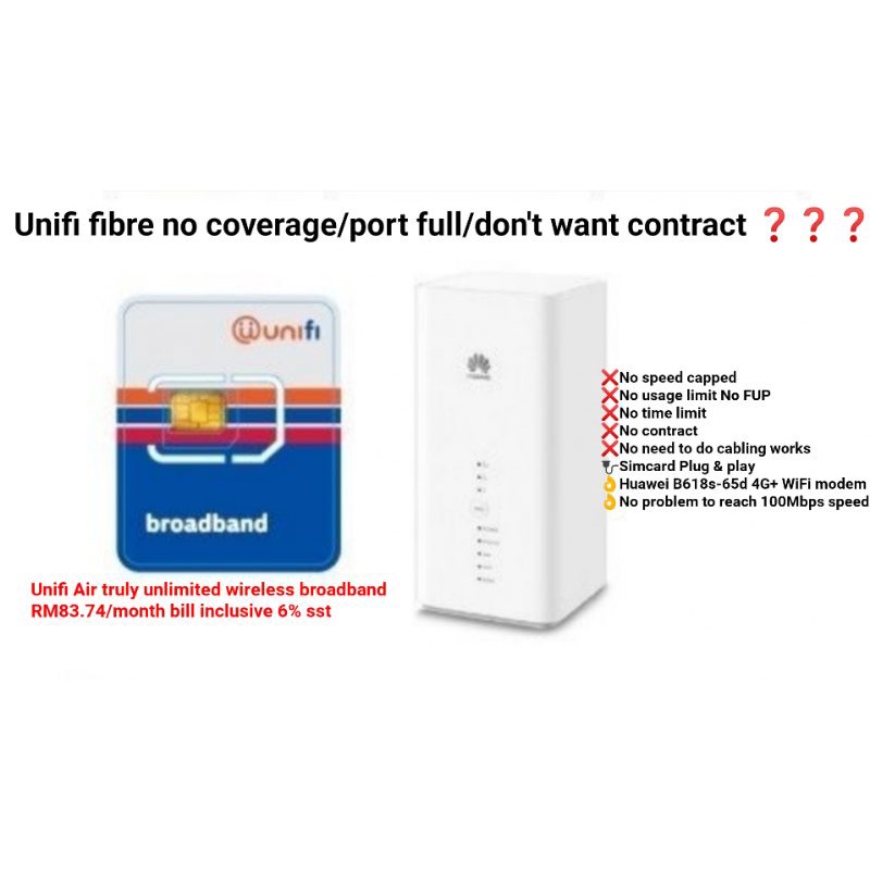 Unifi Air RM79 truly unlimited hotspot wireless broadband no contract