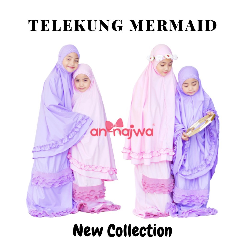 Telekung Budak Mermaid An-Najwa Eksklusif Telekung Kanak Solat 2 -12 Tahun Telekung Kanak-kanak Kids Telekung Comel