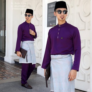  Baju  Melayu  Moden Slim Fit Ungu  Purple Dewasa Bapa Ayah 