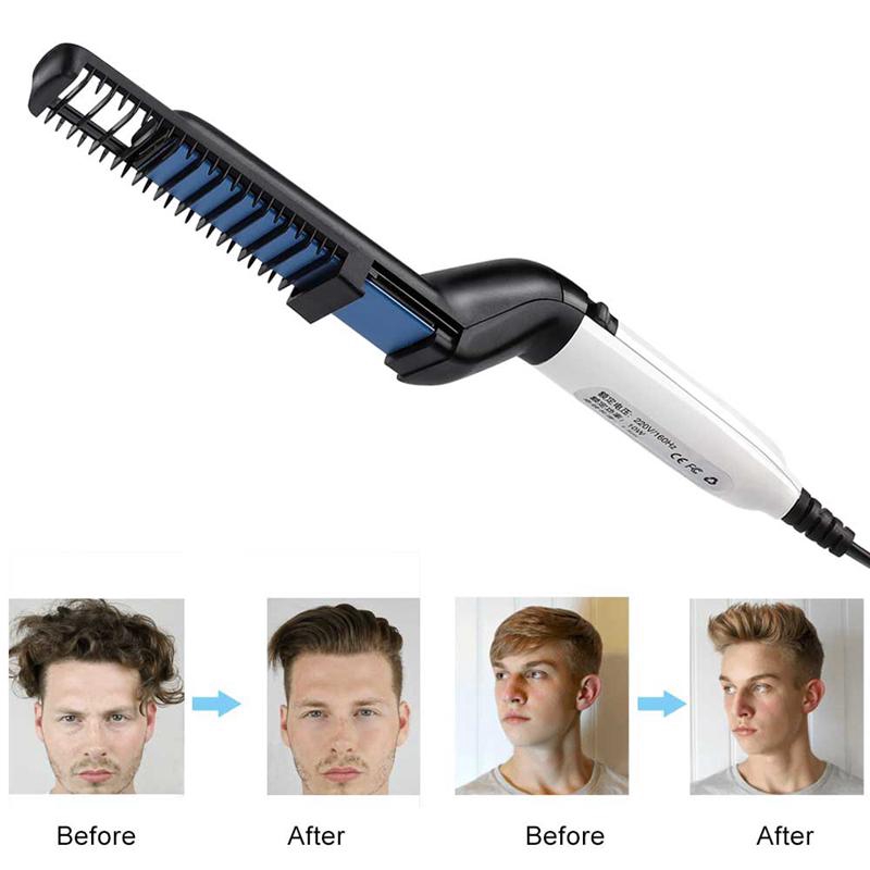 Quick Hair Styler Comb Curling Iron Flatten Side Straighten For