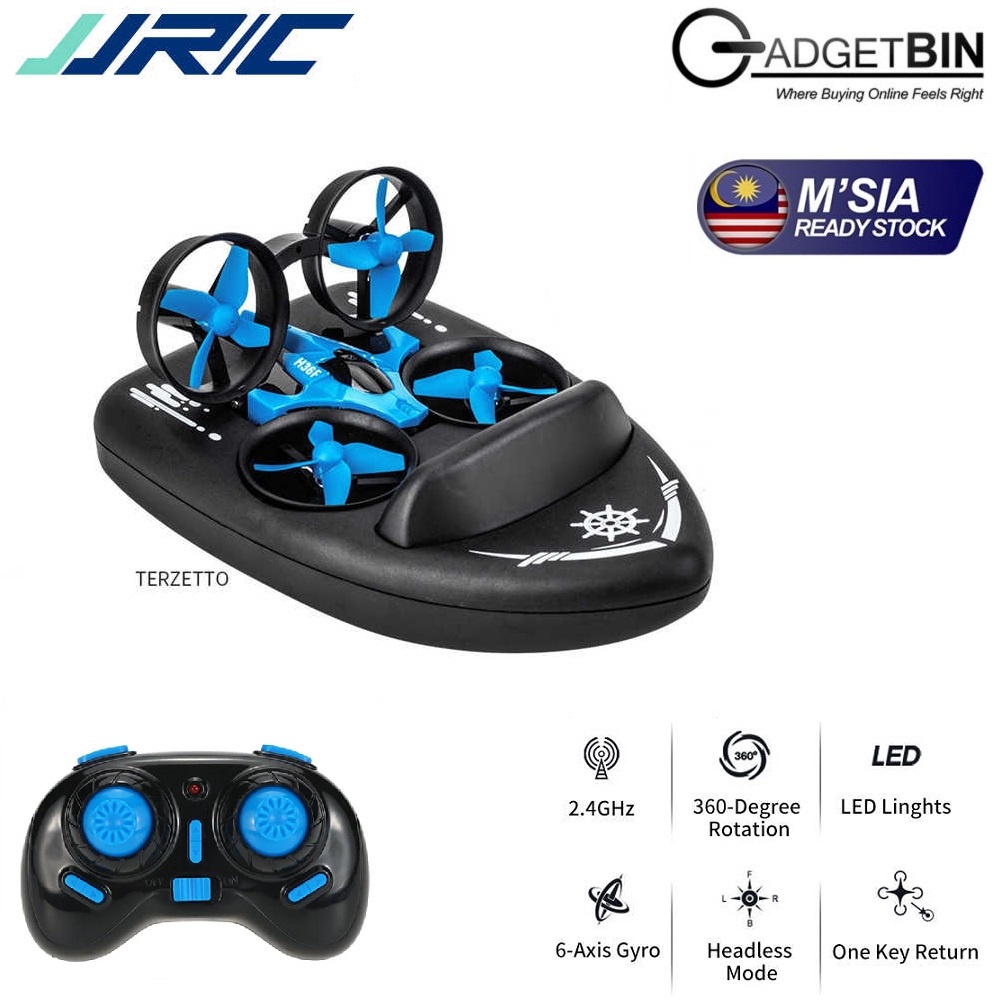 JJRC H36F Terzetto 3 In 1 Remote Control Boat Vehicle Flying Drone Land Driving Boat Mini Drone Quadcopters Helicopter