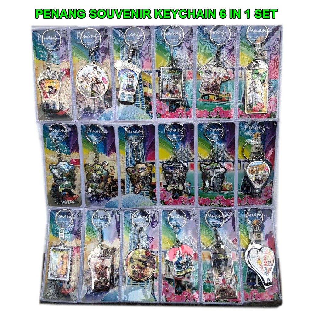 Malaysia Penang Souvenir Keychain 6 in 1 design / Gantungan Kunci Penang Malaysia