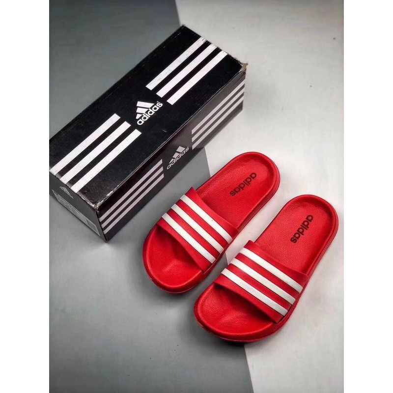 adidas slippers red and white