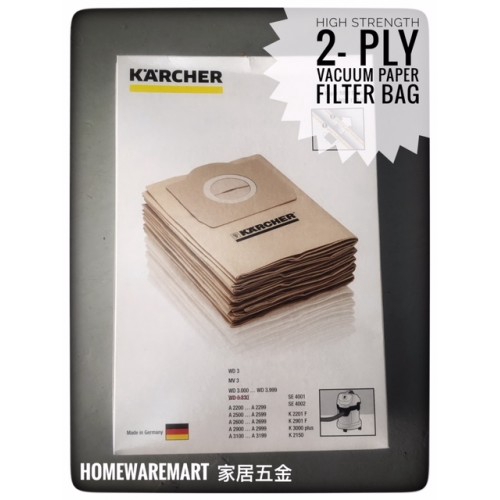 Karcher Vacuum Paper Filter Bag For WD3 Series (5pcs) Shopee Malaysia