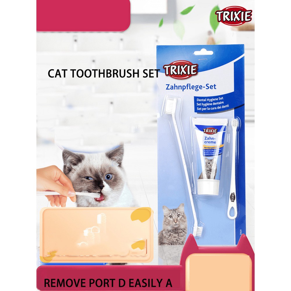 cat toothpaste and brush