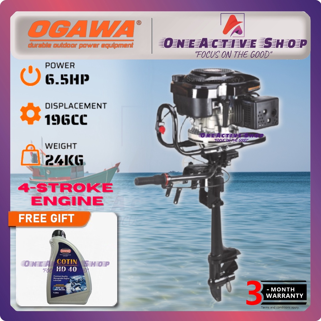 (FREESHIP)OGAWA 6.5HP Boat Engine (4 Stroke) Petrol OutBoard Motor 196CC OES2196