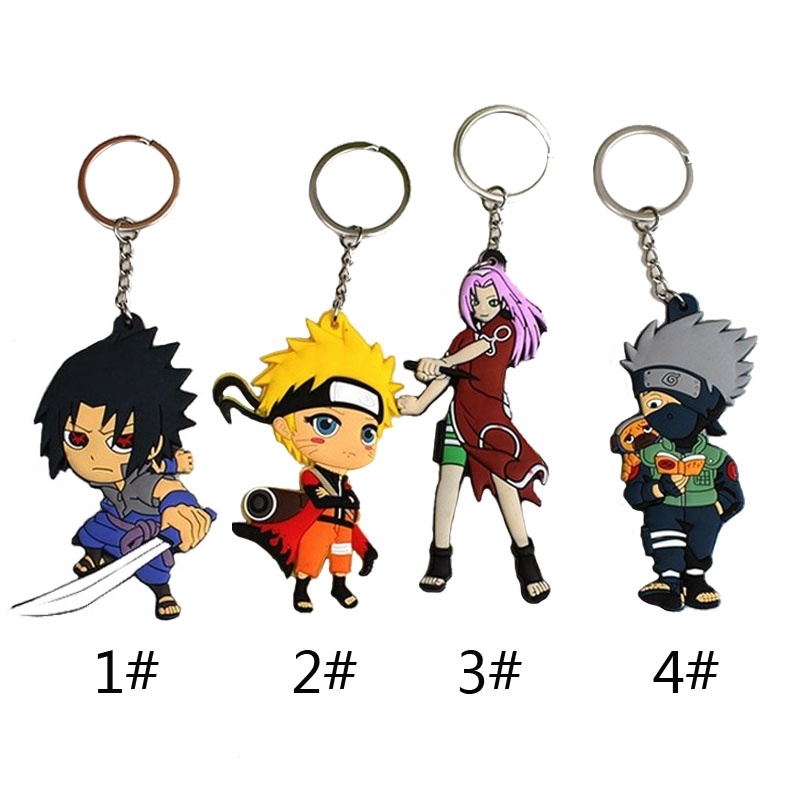 Anime Naruto Keychain Naruto Uzumaki Sasuke Kakashi Pendant Double