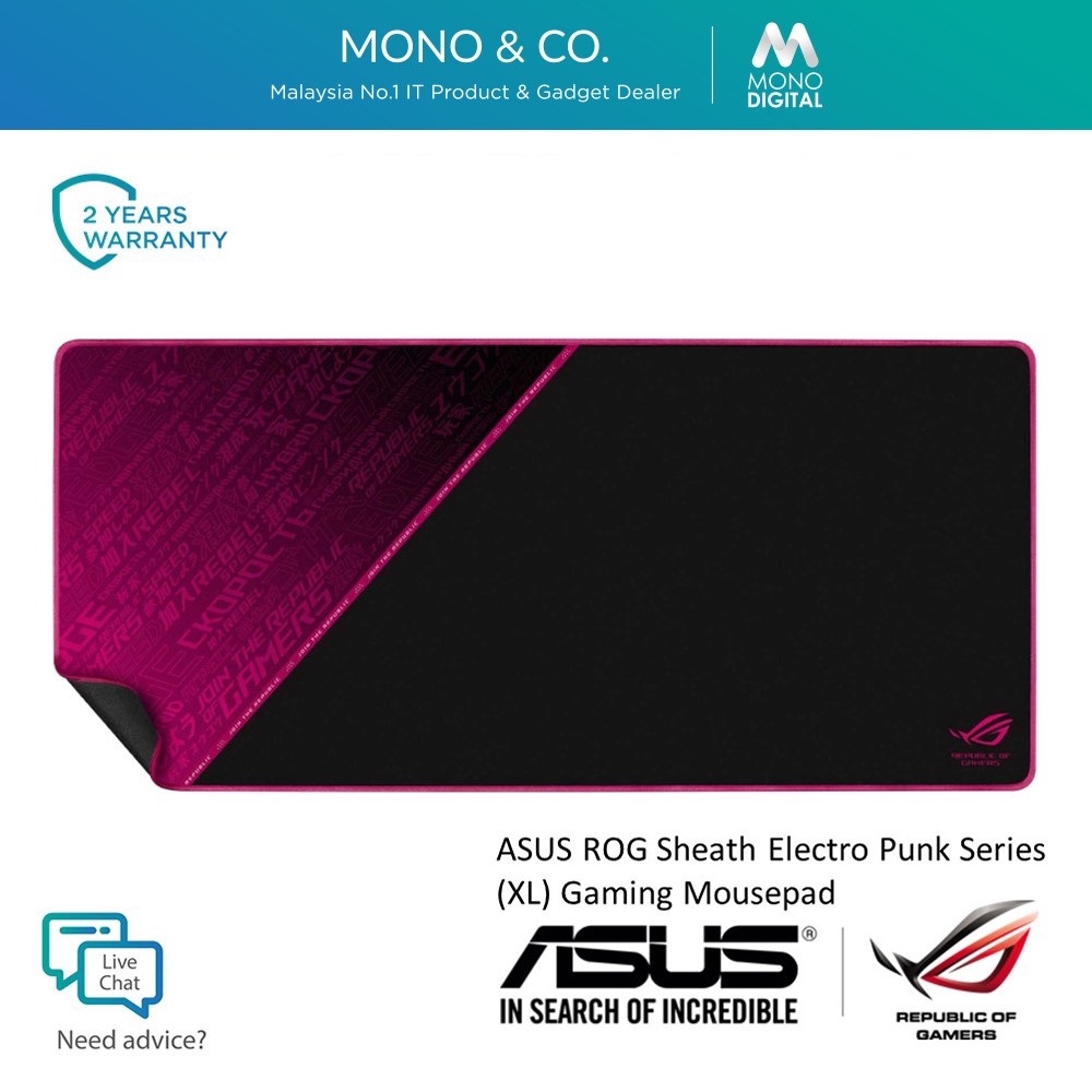 Asus Rog Sheath Electro Punk Xl Gaming Mousepad Cloth Surface Anti Fraying And Non Slip Rubber Base Nc07 Shopee Malaysia