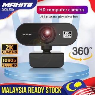 【24H SHIPS】MAHITO 2K 1080P FULL HD Webcam Computer PC Rotatable Web Camera With Microphone Meeting Class 360 Degree USB