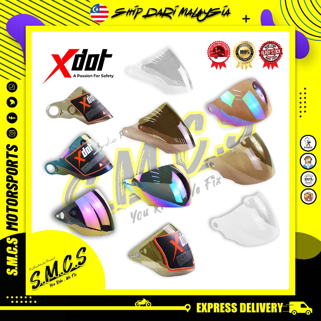 XDOT Helmet VISOR G626A / G118 / G618 / G518 (100% Authentic) Sirim Certified Tinted Rainbow Smoke Clear NEW