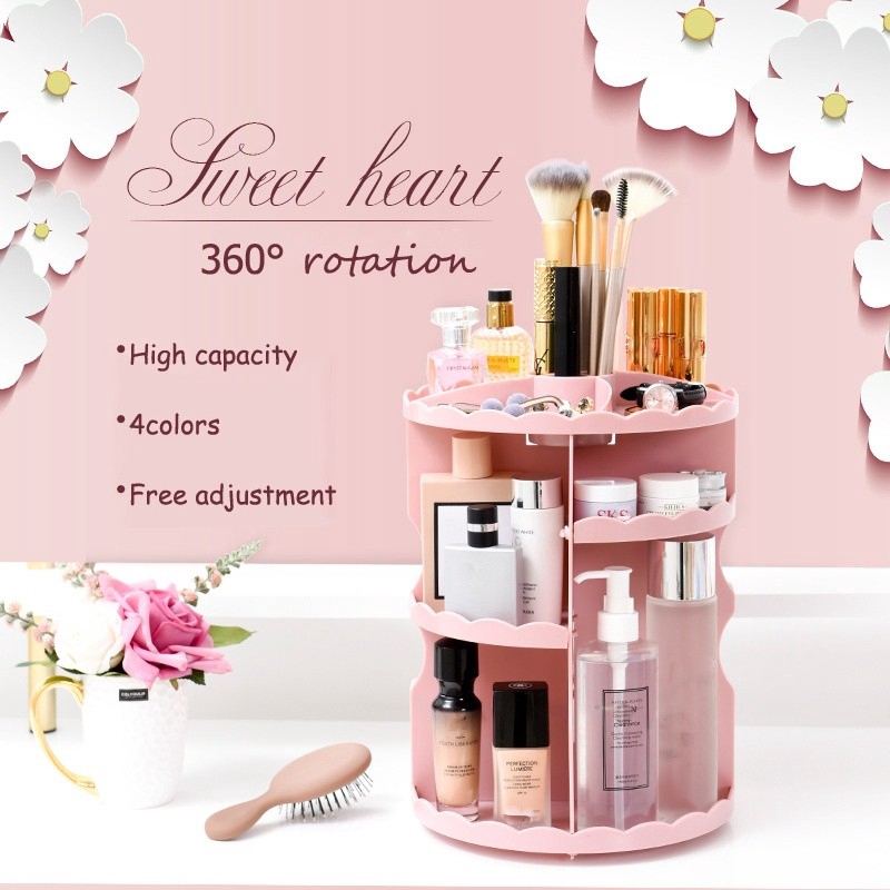 360 Rotating Makeup Organizer Diy Makeup Carousel Spinning Holder