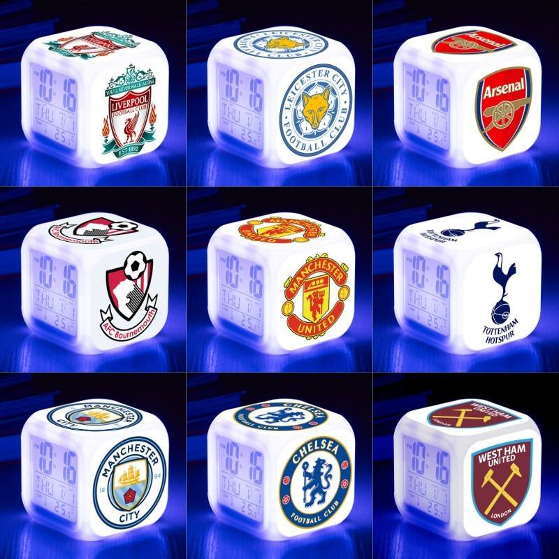 Premier League Manchester City Manchester United Chelsea Liverpool Arsenal Alarm Clock LED Colorful Discoloration Clock