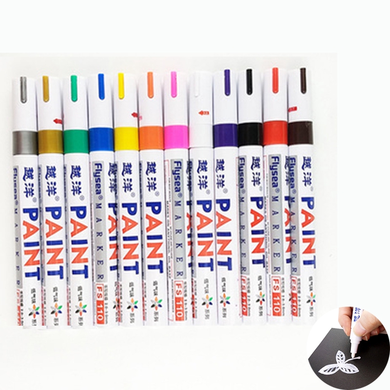 12 Colors White Waterproof Rubber Permanent Paint Marker Pen Car