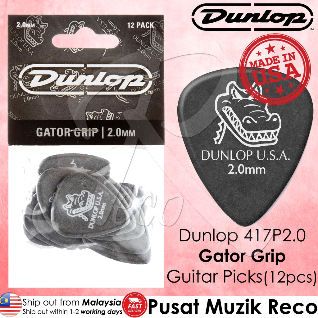 Dunlop 417P200 Gator Grip Guitar Pick 2.00mm Guitar Picks Pack MADE IN