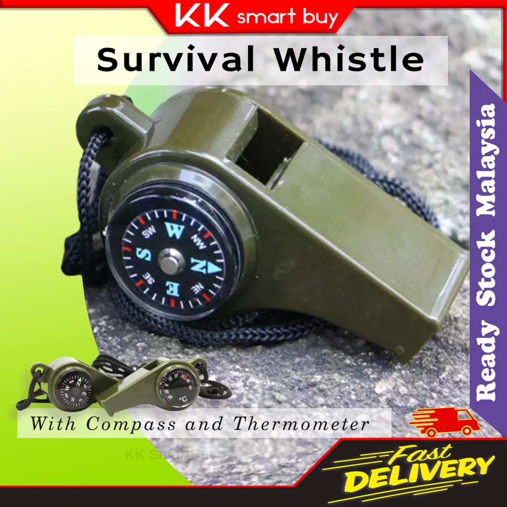 Emergency Survival Whistle 3-in-1 Emergency Whistles with Compass and Thermometer Loud Safety Wisel Whistle with Lanyard