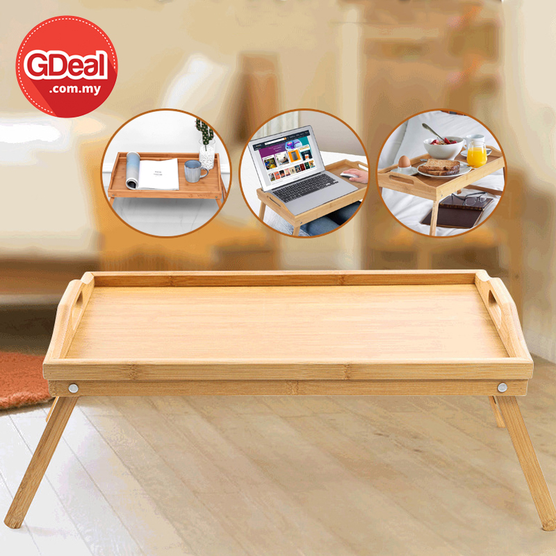 GDeal Simple Bamboo Mini Household Food Bed Tray Desk Foldable Wooden Breakfast Table