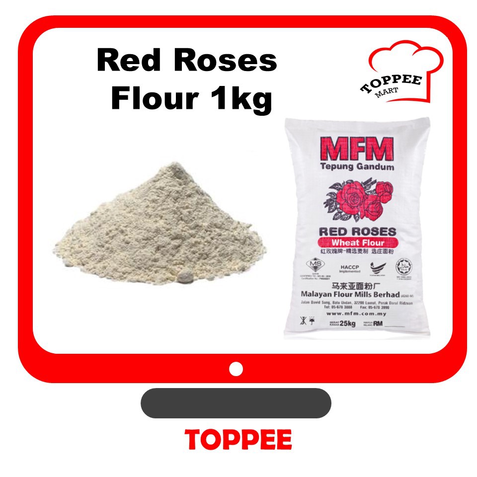 Red Roses Flour 1kg Tepung Ros (Biscuit Flour) Medium Protein
