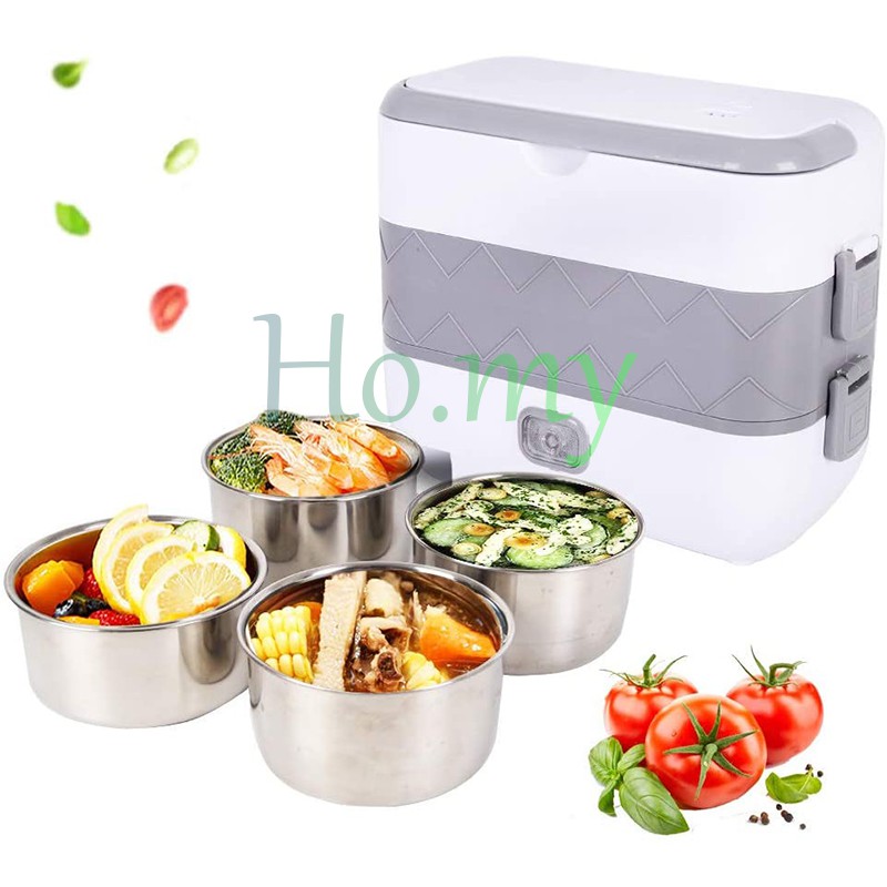 Ho.my Portable Electric Lunch Box Heating Double Layer Stainless Multifunctional Mini Rice Cooker