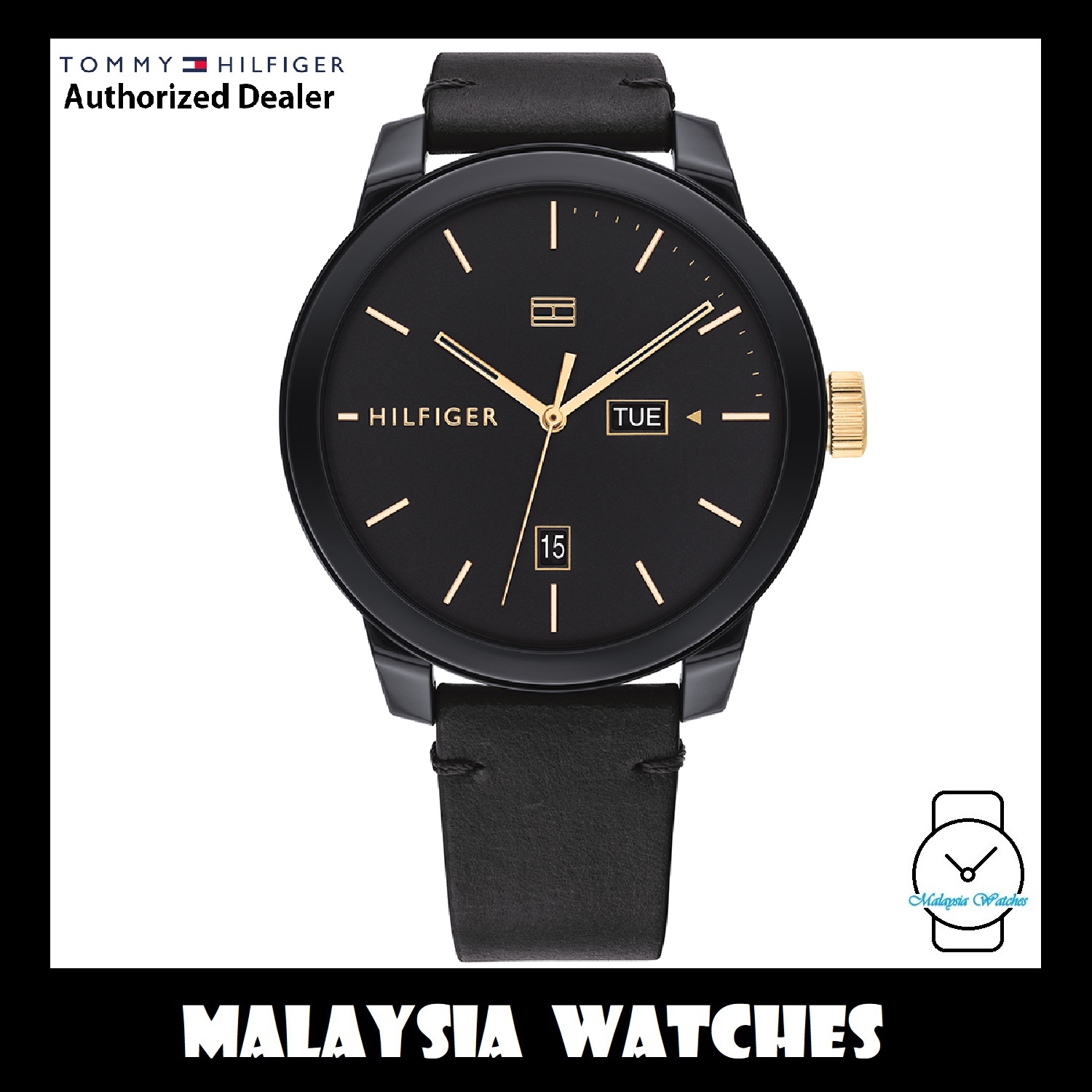 tommy hilfiger black analog watch