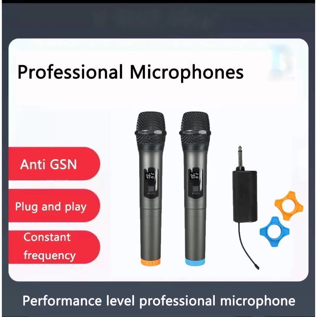 Wireless microphone UHF cordless two handed dynamic microphone set for