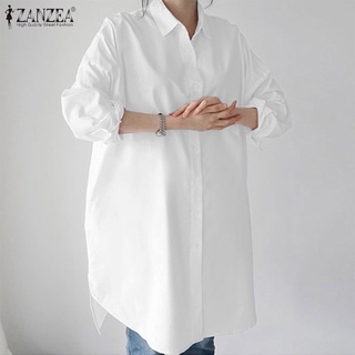 ZANZEA Women Korean Style Vintage Casual Collared Button Down 3/4 Sleeve Solid Color Blouse #5