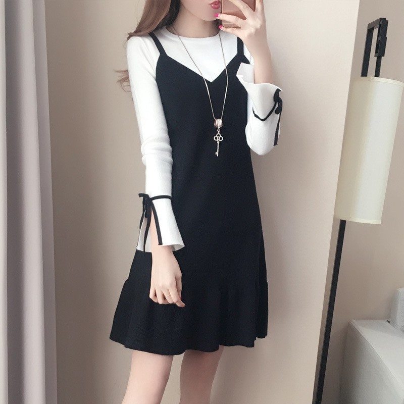 Fake 2pcs Korean Midi Dress Women Dresses Girls Clothing Shopee Malaysia